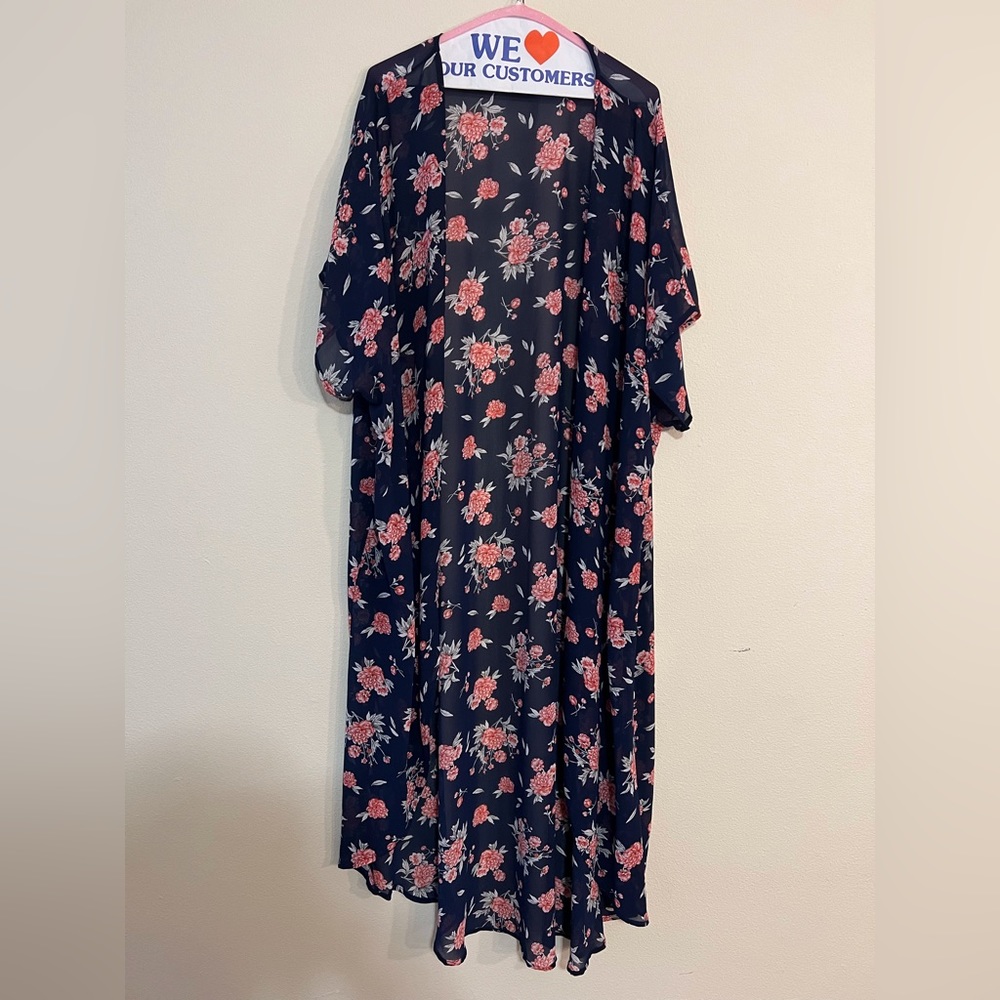 Torrid Chiffon Navy Kimono, Torrid 3/4